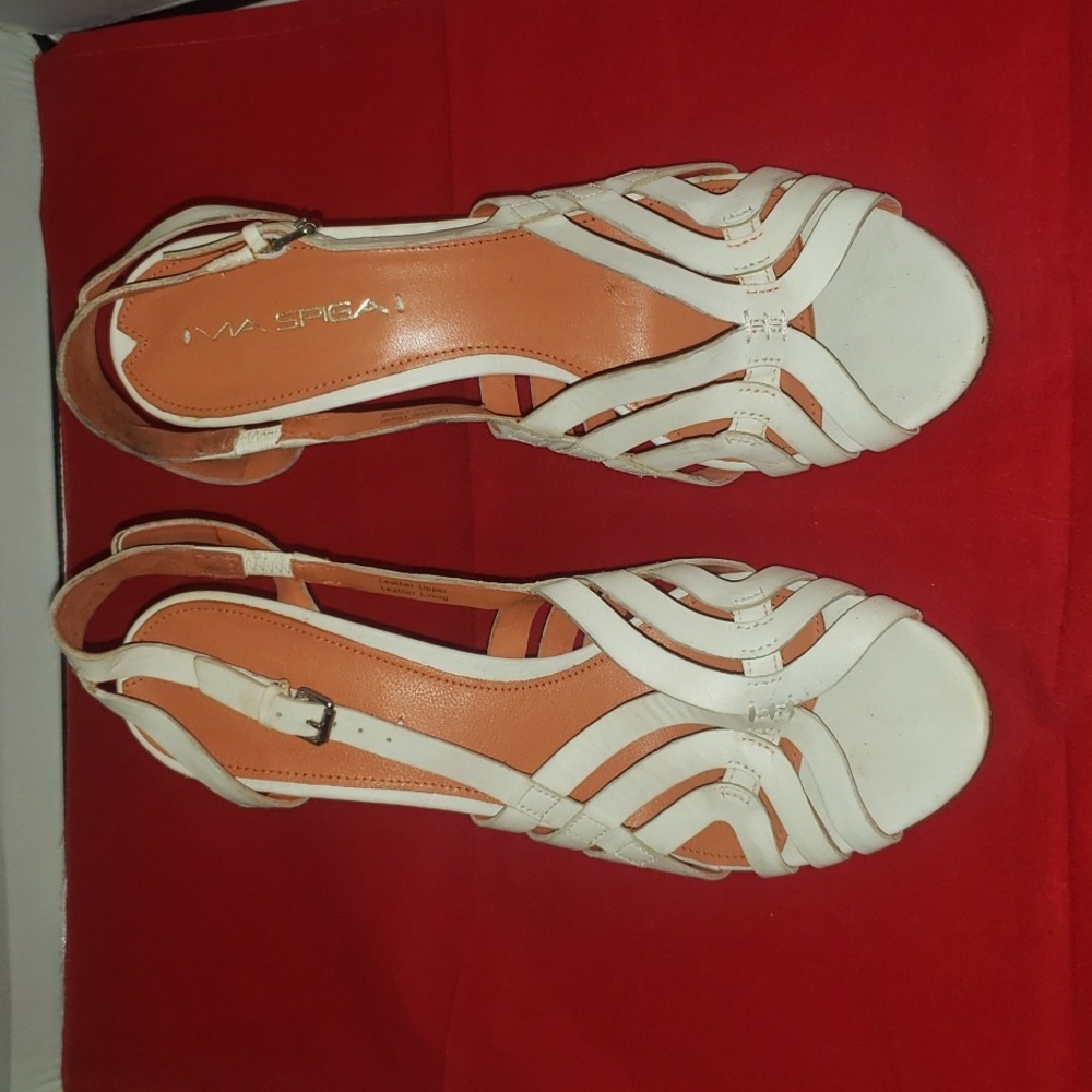 Via Spiga white high heels sandel sling back size 8 1/2 M